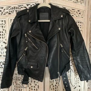 Allsaints leather jacket with ties